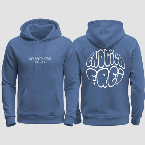 1036 "Endlich Frei" Abschluss regular College Hoodie beidseitig bedruckt