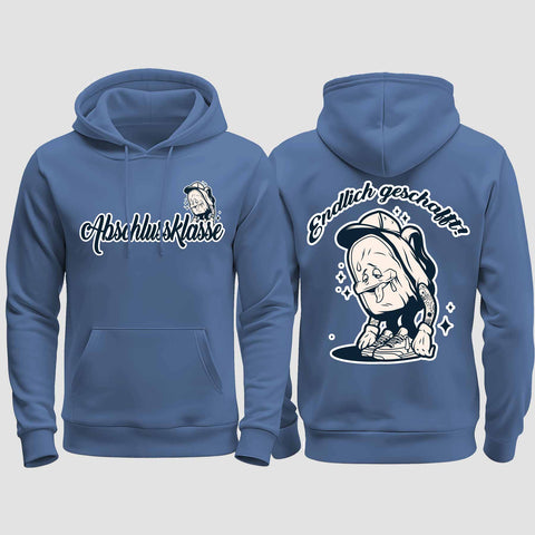 1058 "Endlich" Abschluss regular College Hoodie beidseitig bedruckt