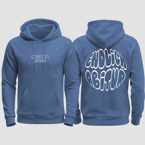 1037 "Endlich Frei" Abi regular College Hoodie beidseitig bedruckt