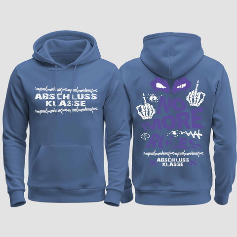 1051 "No more Rules" Abschluss regular College Hoodie beidseitig bedruckt
