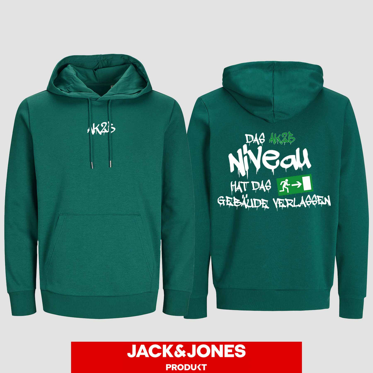 1035 "Das Niveau" Abschluss Hoodie by Jack&Jones beidseitig bedruckt