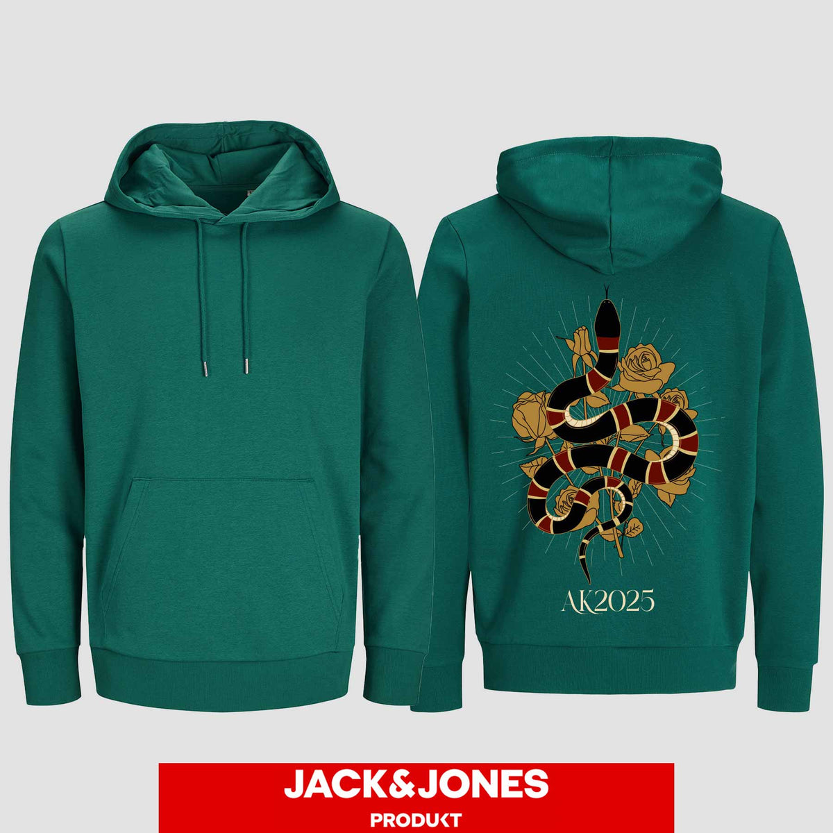1042 "Snake Streetwear" Abschluss Hoodie by Jack&Jones einseitig bedruckt