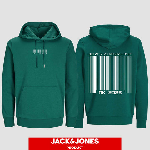 1027 "Barcode" Abschluss Hoodie by Jack&Jones beidseitig bedruckt