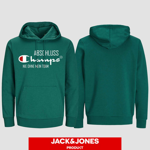 1028 "Champs - Nie ohne mein Team" Abschluss Hoodie by Jack&Jones einseitig bedruckt