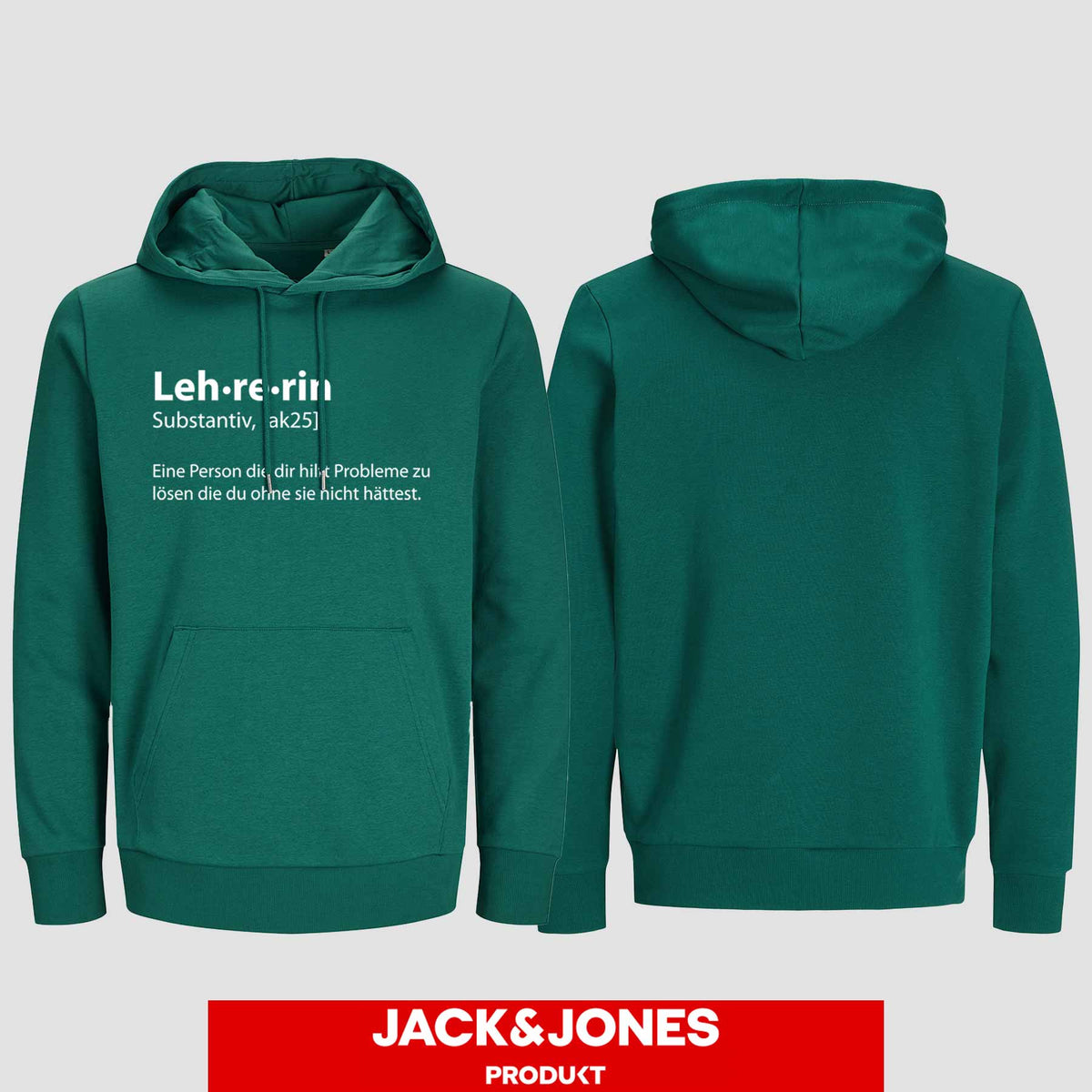 1050 "Definition Lehrerin" Abschluss Hoodie by Jack&Jones einseitig bedruckt