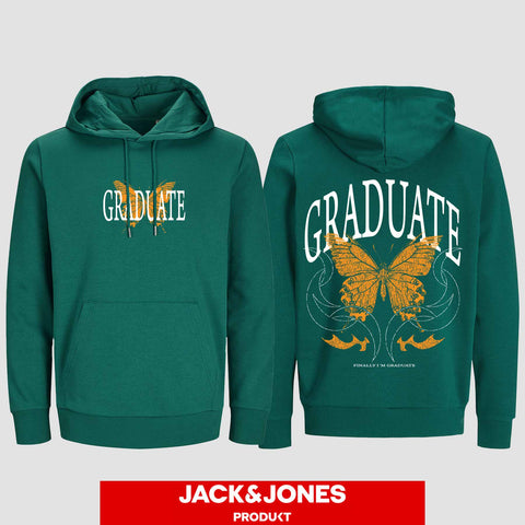 1052 "GRADUATE Schmetterling" ABI / Abschluss Hoodie by Jack&Jones beidseitig bedruckt