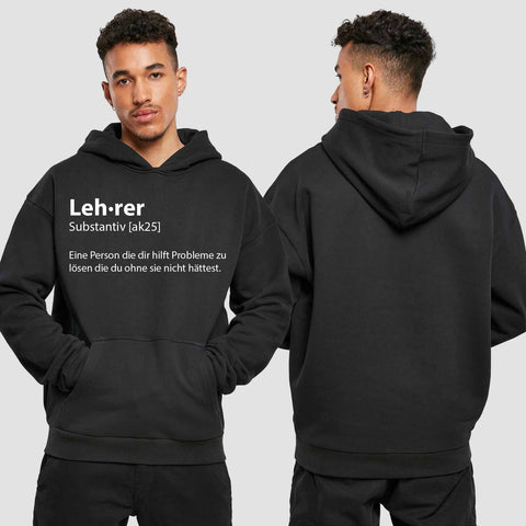 1049 "Definition Lehrer" Abschluss Premium Oversize Hoodie einseitig bedruckt