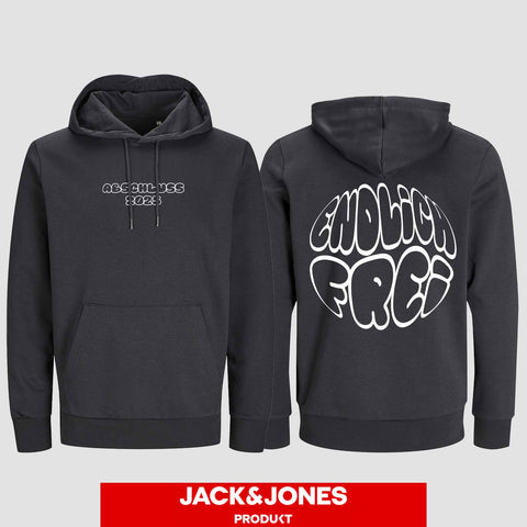 1036 "Endlich frei" Abschluss / Abi Hoodie by Jack&Jones beidseitig bedruckt