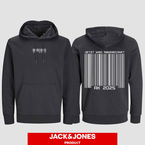 1027 "Barcode" Abschluss Hoodie by Jack&Jones beidseitig bedruckt