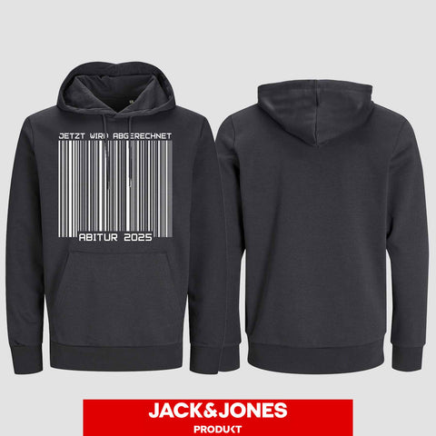 1025 "Barcode" ABI Hoodie by Jack&Jones einseitig bedruckt