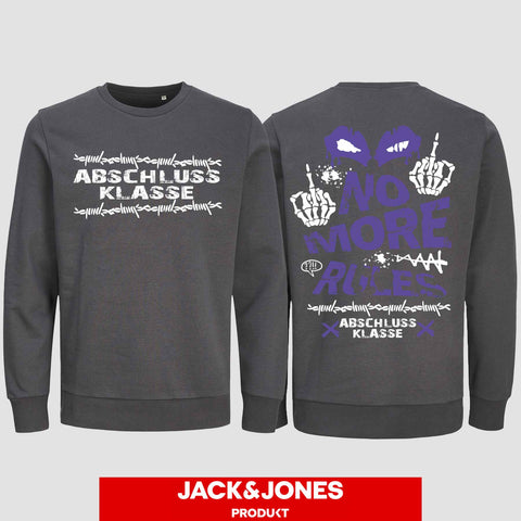 1051 "No more Rules" Abschluss Sweatshirt by Jack&Jones beidseitig bedruckt