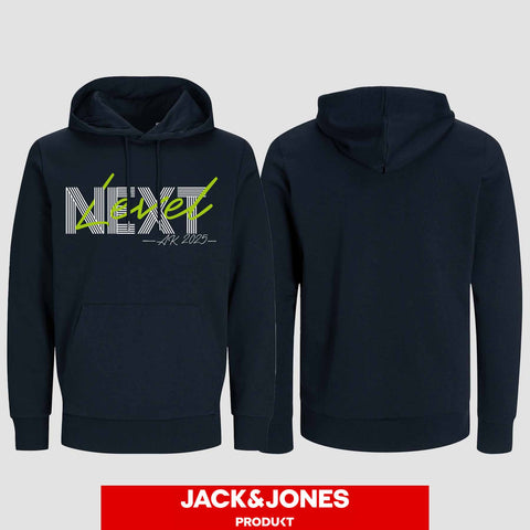 1045 "Next Level" Abschluss Hoodie by Jack&Jones einseitig bedruckt