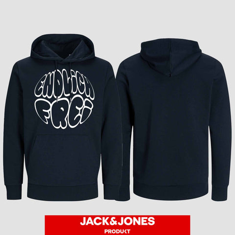 1034 "Endlich frei" Abschluss / ABI Hoodie by Jack&Jones einseitig bedruckt
