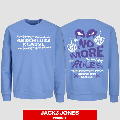 1051 "No more Rules" Abschluss Sweatshirt by Jack&Jones beidseitig bedruckt