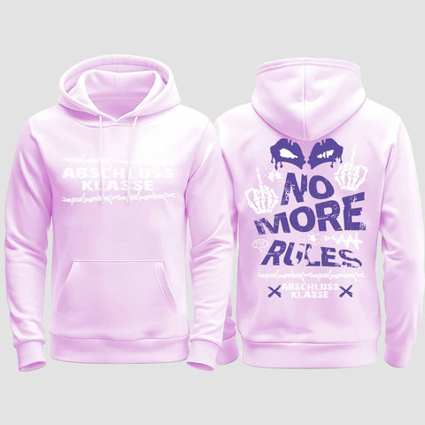 1051 "No more Rules" Abschluss regular College Hoodie beidseitig bedruckt
