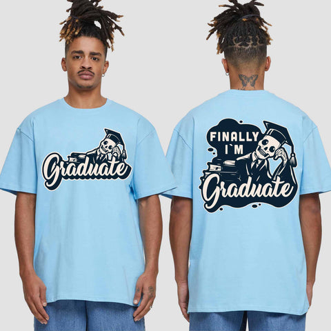 1059 "Finally" Abschluss Oversize T-Shirt beidseitig bedruckt
