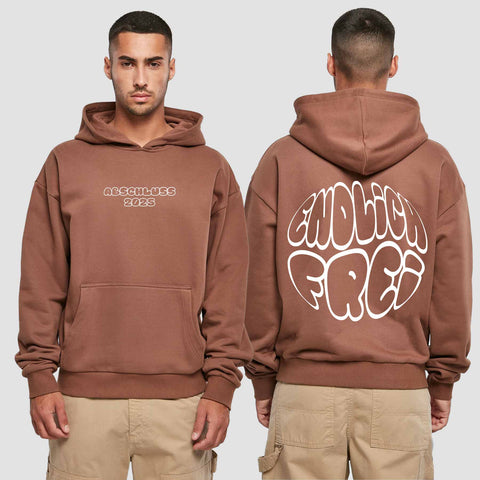 1036 "endlich Frei" Abschluss Premium Oversize Hoodie beidseitig bedruckt
