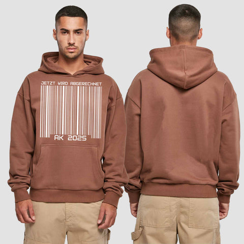 1026 "Barcode" Abschluss Premium Oversize Hoodie einseitig bedruckt
