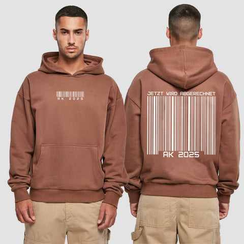 1027 "Barcode" Abschluss Premium Oversize Hoodie beidseitig bedruckt