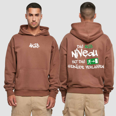 1035 "das Niveau" Abschluss Premium Oversize Hoodie beidseitig bedruckt
