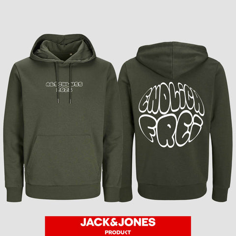 1036 "Endlich frei" Abschluss / Abi Hoodie by Jack&Jones beidseitig bedruckt