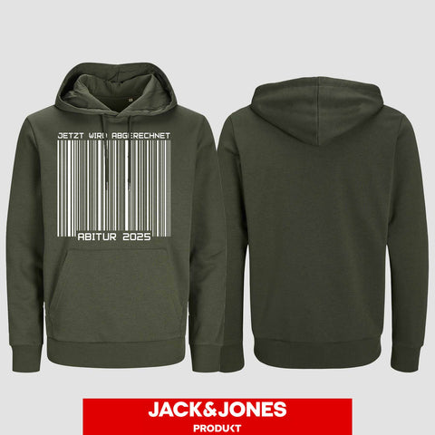 1025 "Barcode" ABI Hoodie by Jack&Jones einseitig bedruckt