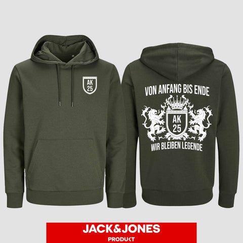 1023 "Von Anfang bis Ende" Abschluss Hoodie by Jack&Jones beidseitig bedruckt