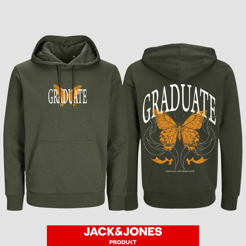 1052 "GRADUATE Schmetterling" ABI / Abschluss Hoodie by Jack&Jones beidseitig bedruckt
