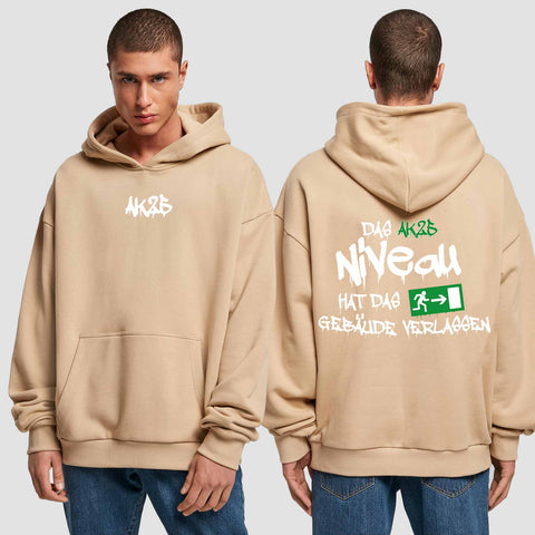 1035 "das Niveau" Abschluss Premium Oversize Hoodie beidseitig bedruckt