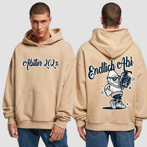 1060 "Endlich Abi" Abi Premium Oversize Hoodie beidseitig bedruckt