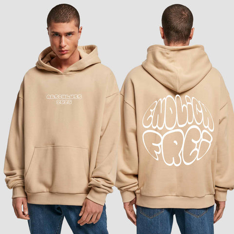 1036 "endlich Frei" Abschluss Premium Oversize Hoodie beidseitig bedruckt