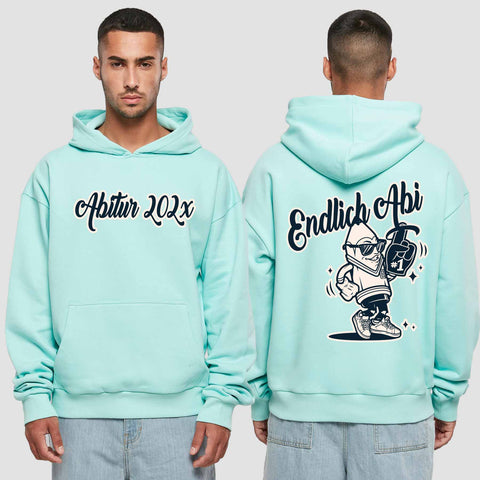 1060 "Endlich Abi" Abi Premium Oversize Hoodie beidseitig bedruckt