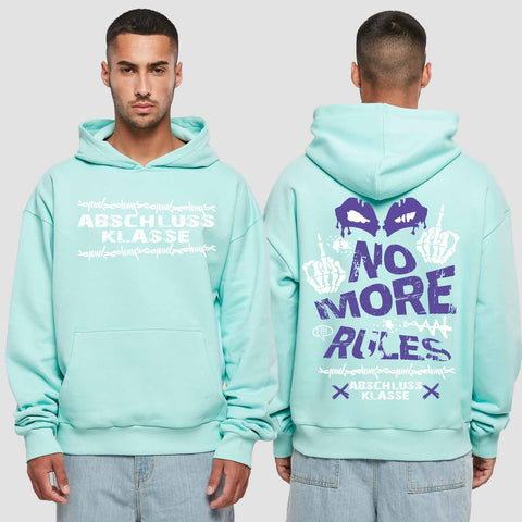 1051 "No more Rules" Abschluss Premium Oversize Hoodie beidseitig bedruckt