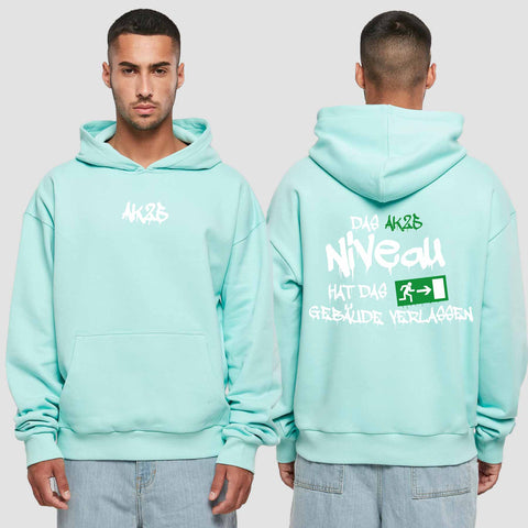 1035 "das Niveau" Abschluss Premium Oversize Hoodie beidseitig bedruckt