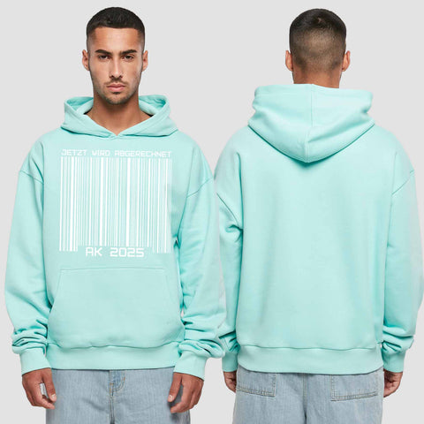 1026 "Barcode" Abschluss Premium Oversize Hoodie einseitig bedruckt