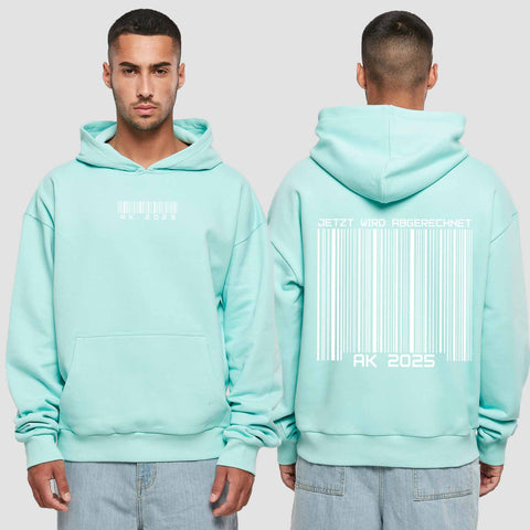 1027 "Barcode" Abschluss Premium Oversize Hoodie beidseitig bedruckt