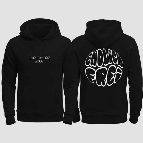 1036 "Endlich Frei" Abschluss regular College Hoodie beidseitig bedruckt