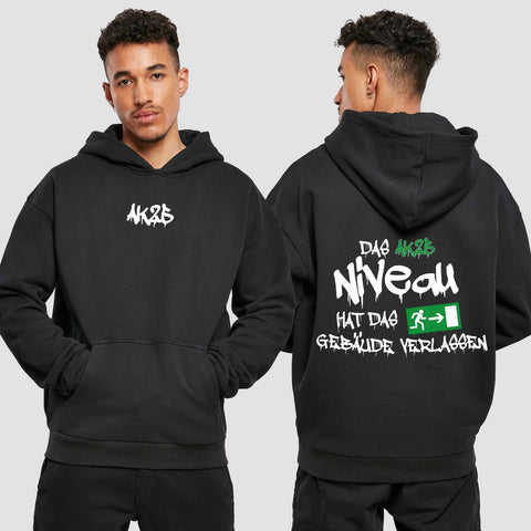 1035 "das Niveau" Abschluss Premium Oversize Hoodie beidseitig bedruckt
