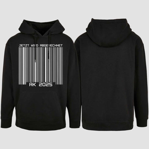 1026 "AK 2025 Barcode" Abschluss Oversize Hoodie einseitig bedruckt