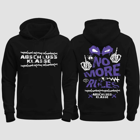 1051 "No more Rules" Abschluss regular College Hoodie beidseitig bedruckt