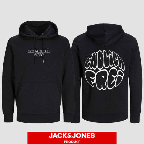 1036 "Endlich frei" Abschluss / Abi Hoodie by Jack&Jones beidseitig bedruckt