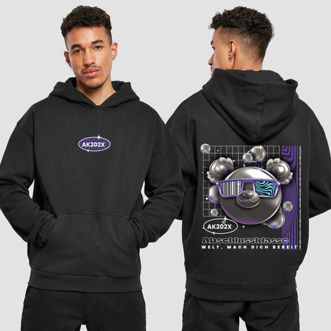 1055 "Welt, mach dich bereit" Abschluss Premium Oversize Hoodie beidseitig bedruckt