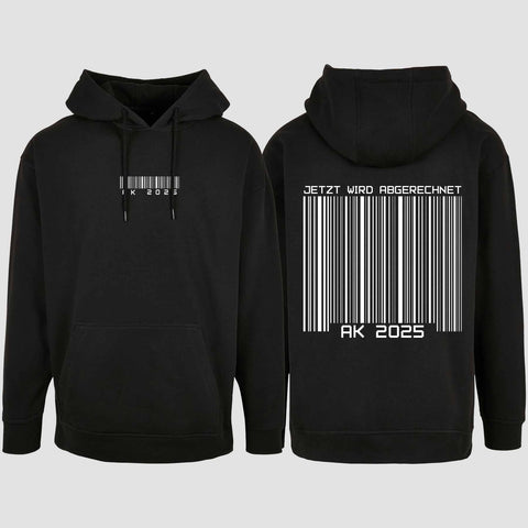 1027 "AK 2025 Barcode" Abschluss Oversize Hoodie beidseitig bedruckt