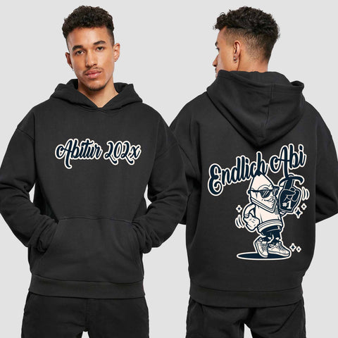 1060 "Endlich Abi" Abi Premium Oversize Hoodie beidseitig bedruckt