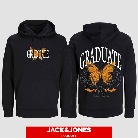 1052 "GRADUATE Schmetterling" ABI / Abschluss Hoodie by Jack&Jones beidseitig bedruckt