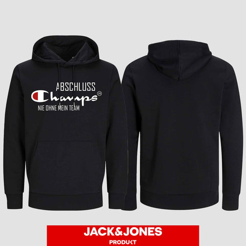 1028 "Champs - Nie ohne mein Team" Abschluss Hoodie by Jack&Jones einseitig bedruckt