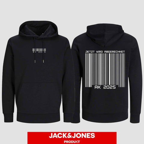 1027 "Barcode" Abschluss Hoodie by Jack&Jones beidseitig bedruckt