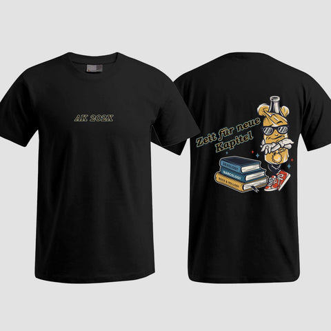 1057 "neue Kapitel" Abschluss T-Shirt beidseitig bedruckt