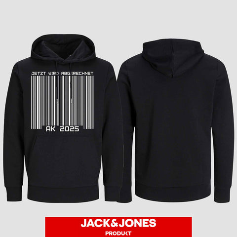 1026 "Barcode" Abschluss Hoodie by Jack&Jones einseitig bedruckt
