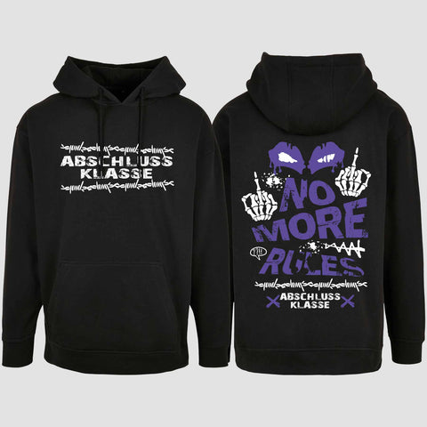 1051 "No more Rules" Abschluss Oversize Hoodie beidseitig bedruckt